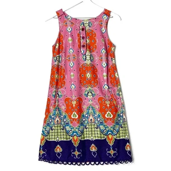 Anthro Maeve Funky Retro Mod Print Shift Dress w/Pockets - Picture 5 of 10